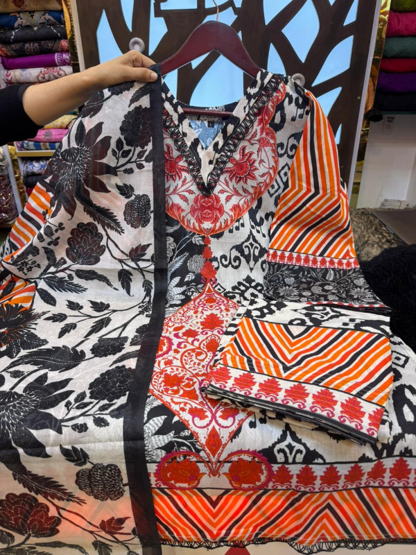 Pakistani Slub Cotton Printed Dress